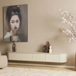 Furndea Industriele Kasten|Tv Meubels|Evi Zwevend Tv meubel Zand Mangohout 240cm