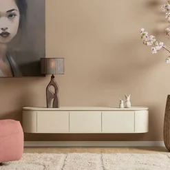 Furndea Industriele Kasten|Tv Meubels|Evi Zwevend Tv meubel Zand Mangohout 160cm