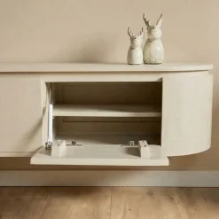 Furndea Industriele Kasten|Tv Meubels|Evi Zwevend Tv meubel Zand Mangohout 160cm