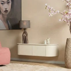 Furndea Industriele Kasten|Tv Meubels|Evi Zwevend Tv meubel Zand Mangohout 120cm