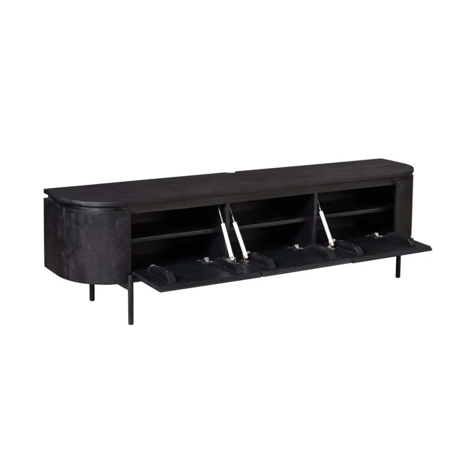 Furndea Industriele Kasten|Tv Meubels|Evi Zwevend Tv meubel Zwart Mangohout 160cm