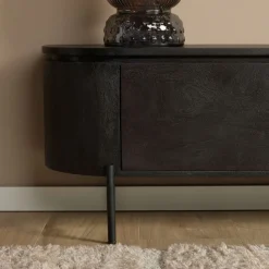 Furndea Industriele Kasten|Tv Meubels|Evi Zwevend Tv meubel Zwart Mangohout 160cm