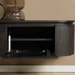 Furndea Industriele Kasten|Tv Meubels|Evi Zwevend Tv meubel Zwart Mangohout 200cm