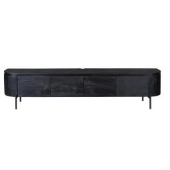 Furndea Industriele Kasten|Tv Meubels|Evi Zwevend Tv meubel Zwart Mangohout 200cm