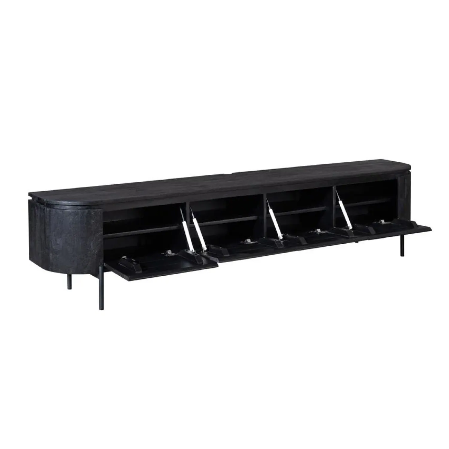 Furndea Industriele Kasten|Tv Meubels|Evi Zwevend Tv meubel Zwart Mangohout 200cm