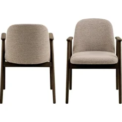Nordhavn Eetkamerstoelen|Evron Eetkamerstoel Beige met bruine poten