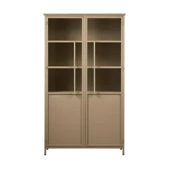 WOOOD Vitrinekasten|Industriele Kasten|Exhibit Vitrinekast metaal khaki 99 cm