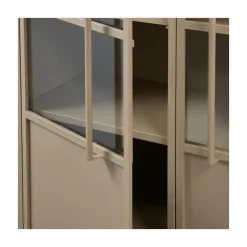 WOOOD Vitrinekasten|Industriele Kasten|Exhibit Vitrinekast metaal khaki 99 cm