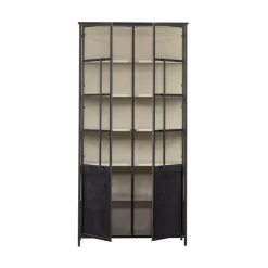 WOOOD Vitrinekasten|Industriele Kasten|Exhibit XL 2-deurs Vitrinekast metaal zwart 99 cm