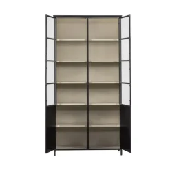 WOOOD Vitrinekasten|Industriele Kasten|Exhibit XL 2-deurs Vitrinekast metaal zwart 99 cm
