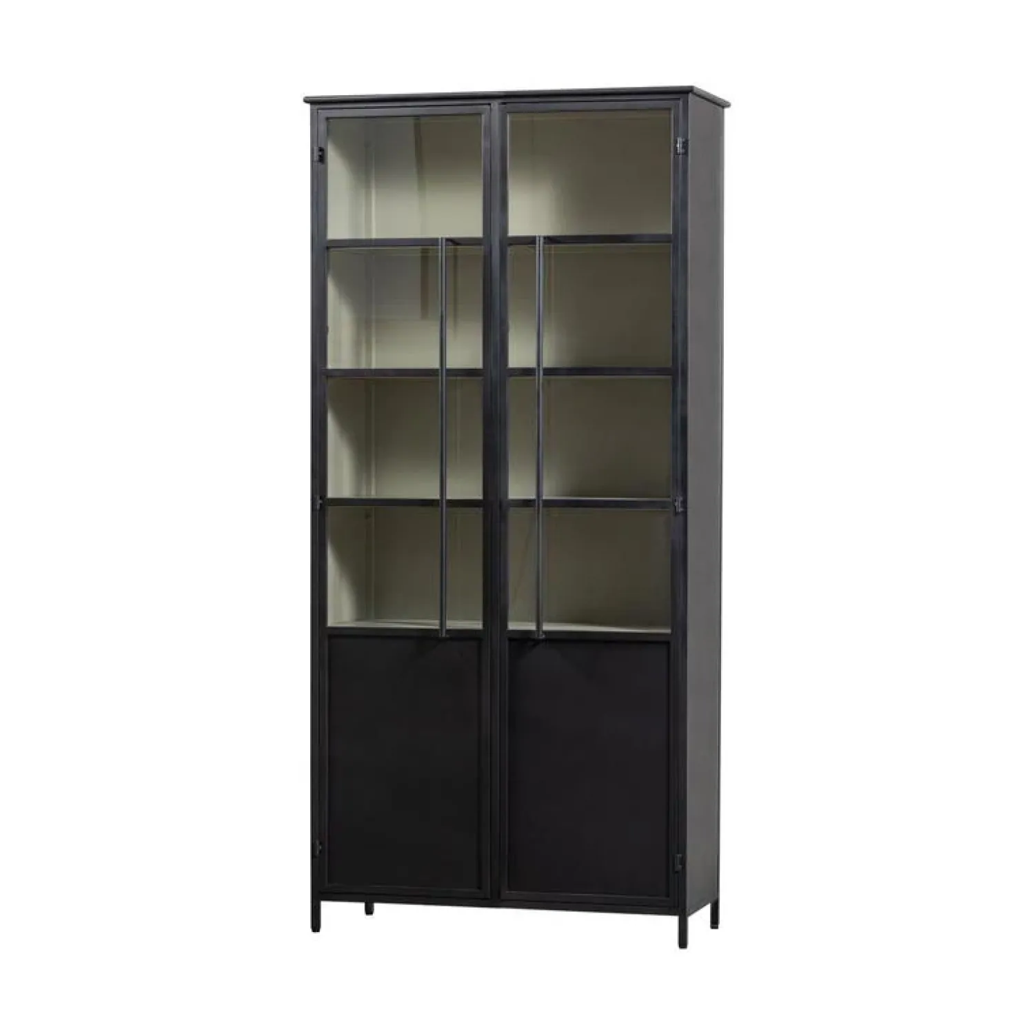 WOOOD Vitrinekasten|Industriele Kasten|Exhibit XL 2-deurs Vitrinekast metaal zwart 99 cm