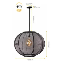 Trading Lighting Hanglampen|Fabric 1-lichts Hanglamp Zwart 78cm