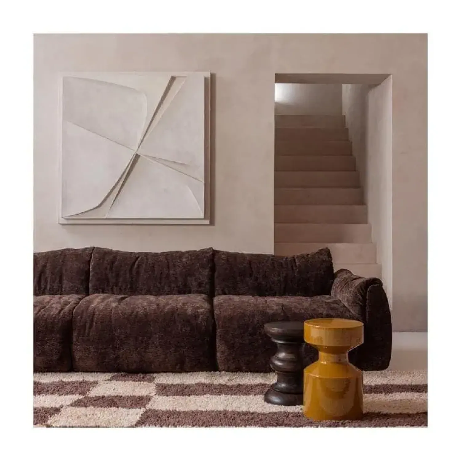 WOOOD Vloerkleden|Fafa Vloerkleed grafisch dessin naturel/bruin 200x300cm