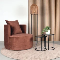 Label51 Fauteuils|Fauteuil Evy Rust Velours 90cm
