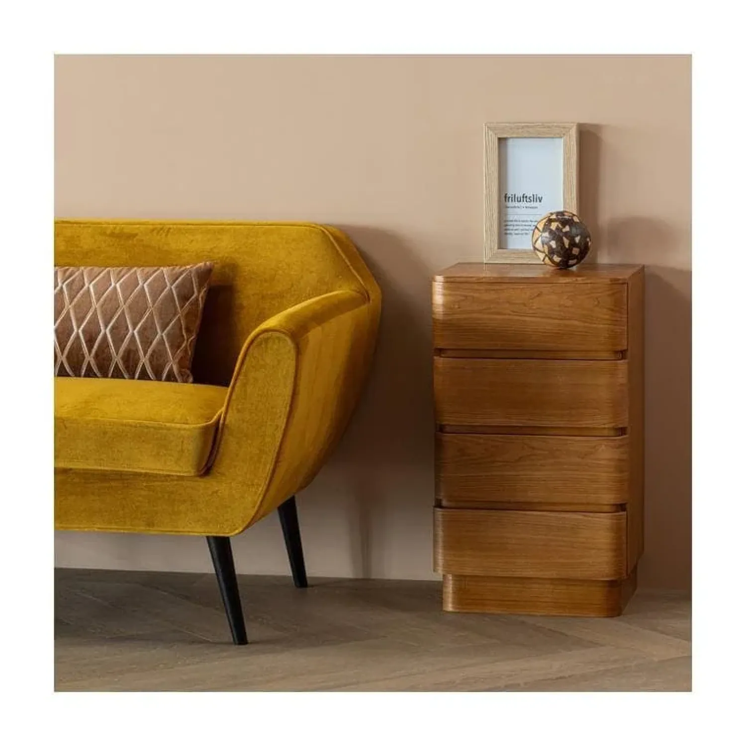 WOOOD Ladenkasten|Industriele Kasten|Fejo Ladekast 4 lades Naturel 40cm