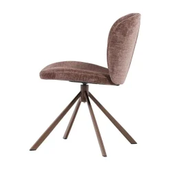 WOOOD Eetkamerstoelen|Femke Eetkamerstoel chenille bruin