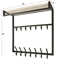 Kalfort Kapstokken|Fenna Kapstok hoog met hoedenplank 21 haken Travertine 85cm