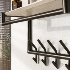 Kalfort Kapstokken|Fenna Kapstok met hoedenplank 10 haken Travertine 65cm