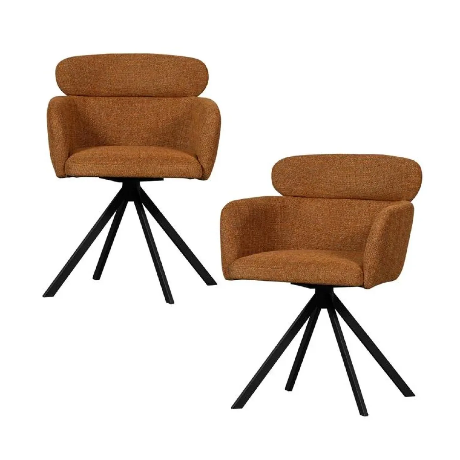 WOOOD Eetkamerstoelen|Fenne Draaibare eetkamerstoel geweven stof ginger