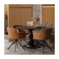 WOOOD Eetkamerstoelen|Fenne Draaibare eetkamerstoel geweven stof ginger