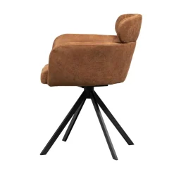 WOOOD Eetkamerstoelen|Fenne Draaibare eetkamerstoel leerlook cognac