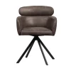 WOOOD Eetkamerstoelen|Fenne Draaibare eetkamerstoel leerlook zwart/grijs