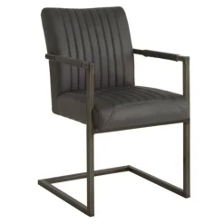 Tower living Eetkamerstoelen|Ferro Eetkamerstoel armleuning microvezel antraciet 52cm