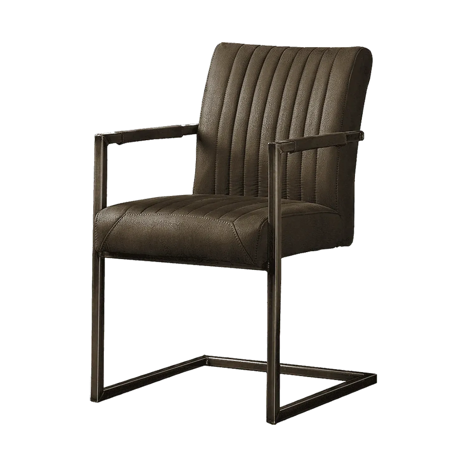 Tower living Eetkamerstoelen|Ferro Eetkamerstoel armleuning microvezel donkerbruin 52cm