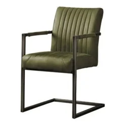 Tower living Eetkamerstoelen|Ferro Eetkamerstoel armleuning microvezel groen 52cm