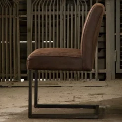 Tower living Eetkamerstoelen|Ferro Eetkamerstoel microvezel donkerbruin 47cm