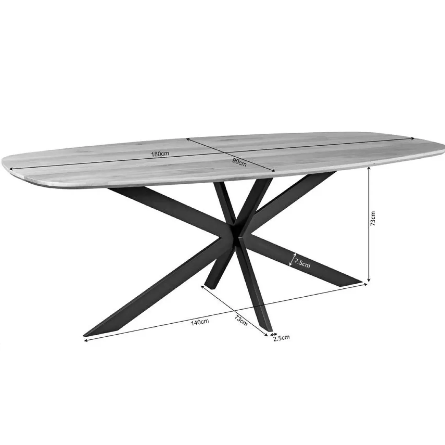 Furndea Eettafels|Ferry Eettafel Deens ovaal Naturel Eiken 180cm