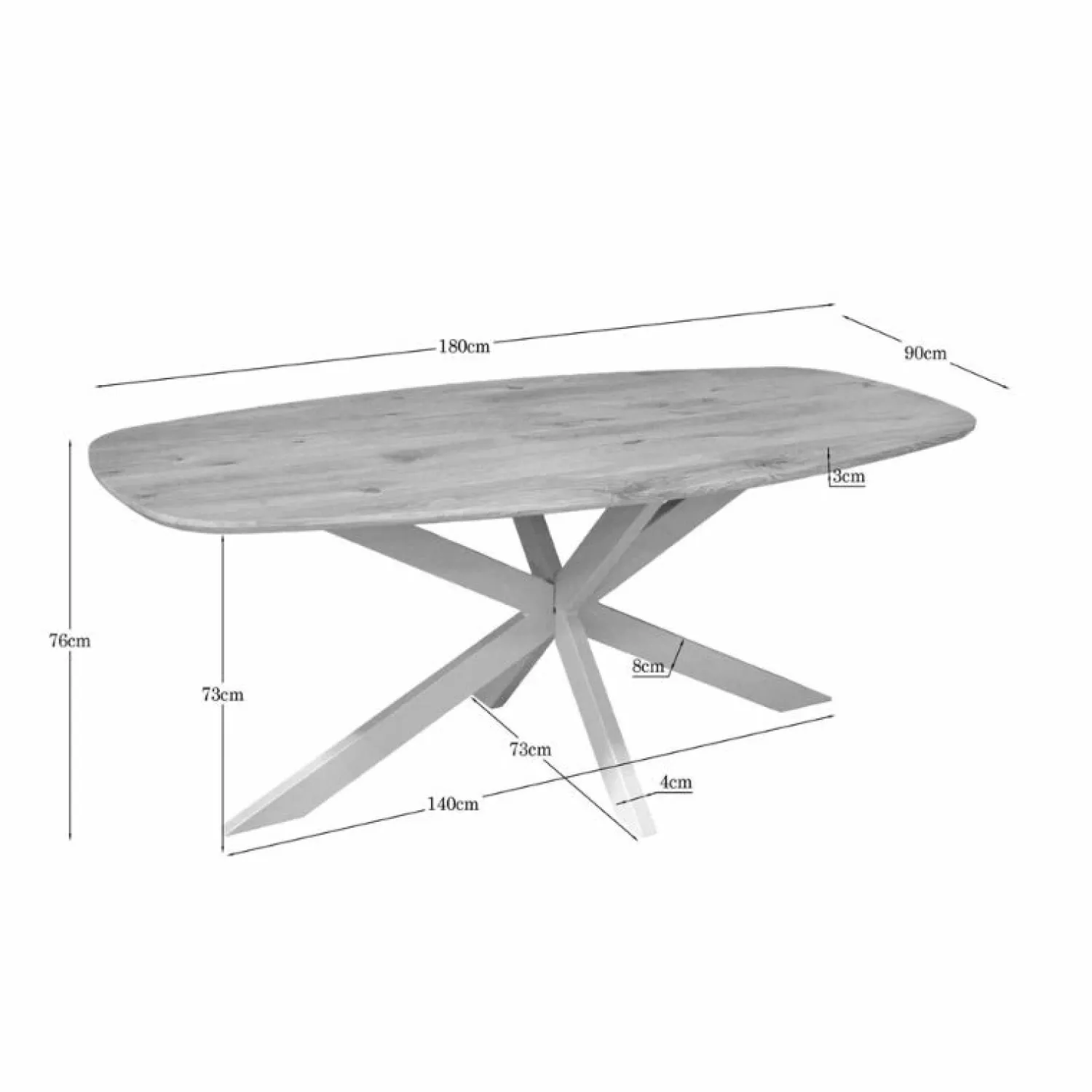 Furndea Eettafels|Ferry Eettafel Deens Ovaal Naturel Eiken met zand poot 180 cm