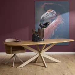 Furndea Eettafels|Ferry Eettafel Deens Ovaal Naturel Eiken met zand poot 280 cm