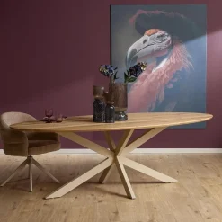 Furndea Eettafels|Ferry Eettafel Ovaal Naturel Eiken met zand poot 180 cm