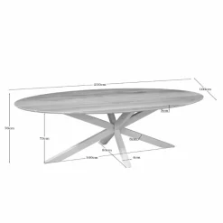Furndea Eettafels|Ferry Eettafel Ovaal Naturel Eiken met zand poot 210 cm