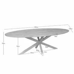 Furndea Eettafels|Ferry Eettafel Ovaal Naturel Eiken met zand poot 280 cm