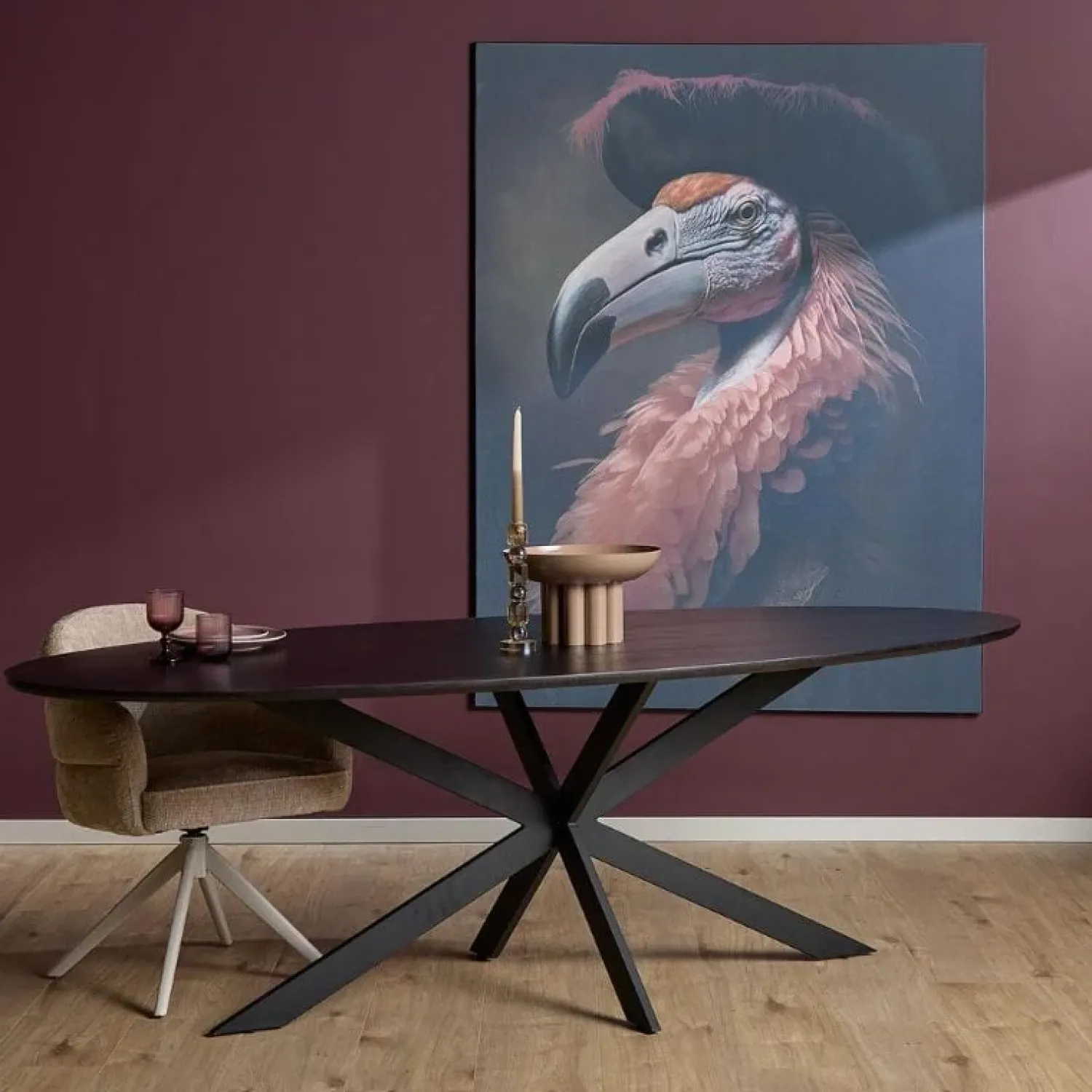 Furndea Eettafels|Ferry Eettafel Ovaal Zwart Eiken 180 cm