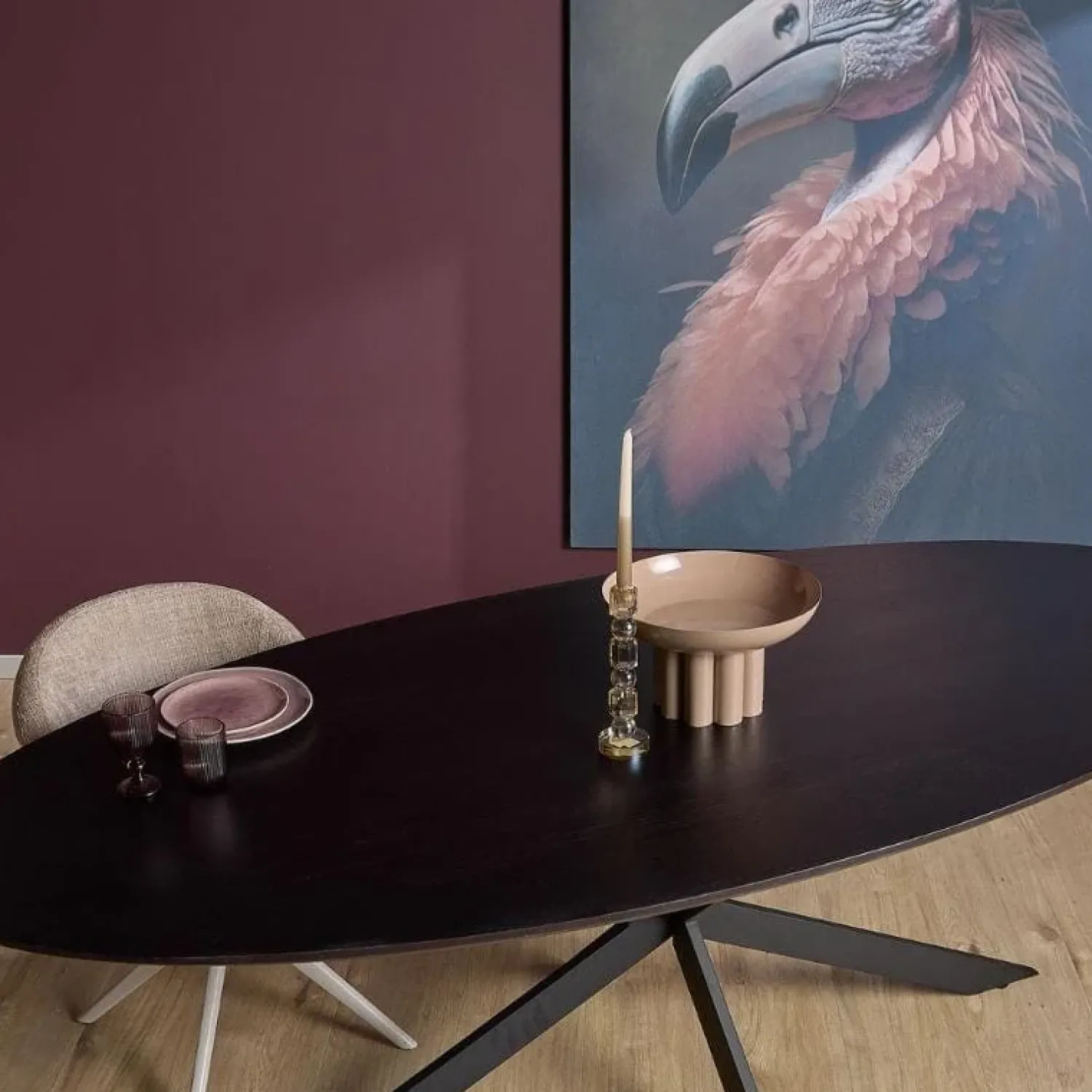 Furndea Eettafels|Ferry Eettafel Ovaal Zwart Eiken 180 cm