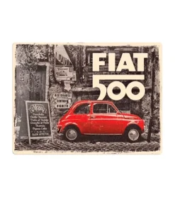 Metal Signs Metalen Borden|Fiat 500 rood - metalen bord