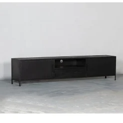 Cavetown Industriele Kasten|Tv Meubels|Figue tv meubel industrieel zwart metaal 240cm