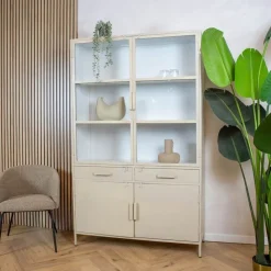 Cavetown Vitrinekasten|Industriele Kasten|Figue vitrinekast industrieel taupe 120cm