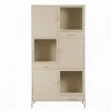 Cavetown Vitrinekasten|Industriele Kasten|Figue vitrinekast taupe 3 lade 6 deur 120cm