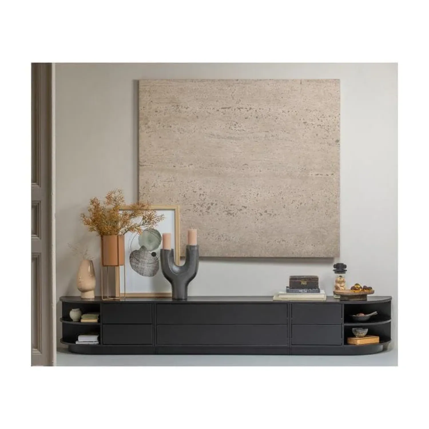 WOOOD Industriele Kasten|Tv Meubels|Finca Tv meubel grenen zwart 100cm