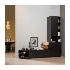 WOOOD Industriele Kasten|Tv Meubels|Finca Tv meubel grenen zwart 75cm