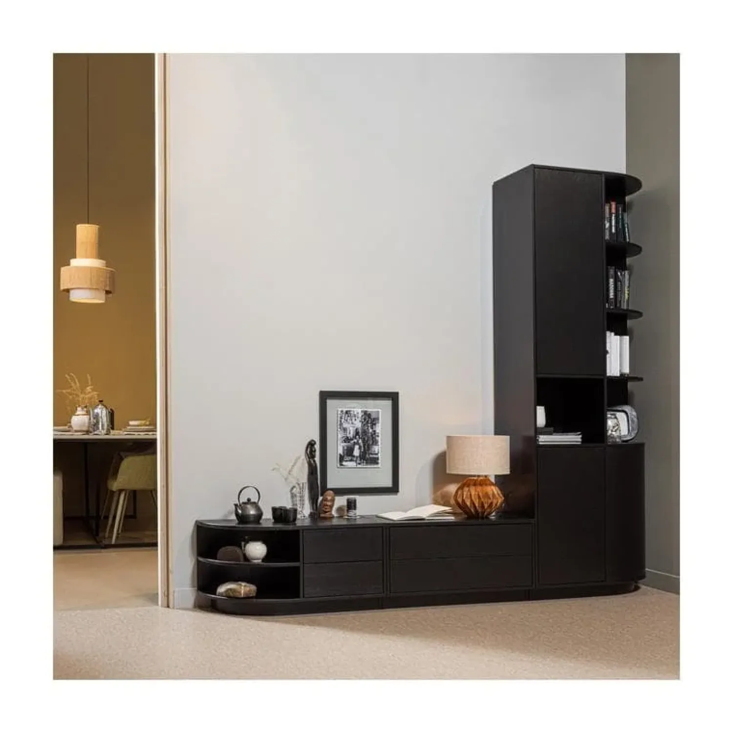 WOOOD Industriele Kasten|Tv Meubels|Finca Tv meubel grenen zwart 75cm