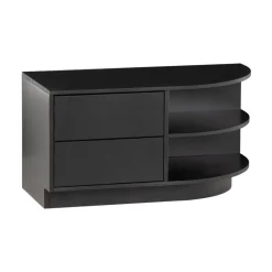 WOOOD Industriele Kasten|Tv Meubels|Finca Tv meubel rond rechts grenen zwart 78cm