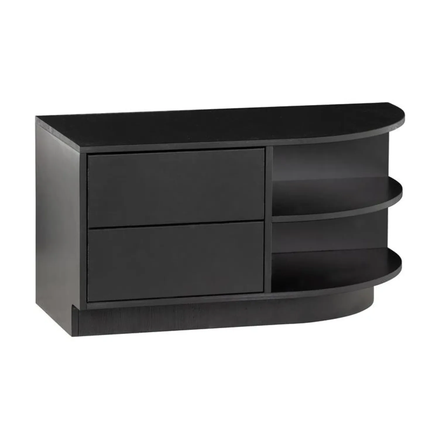 WOOOD Industriele Kasten|Tv Meubels|Finca Tv meubel rond rechts grenen zwart 78cm