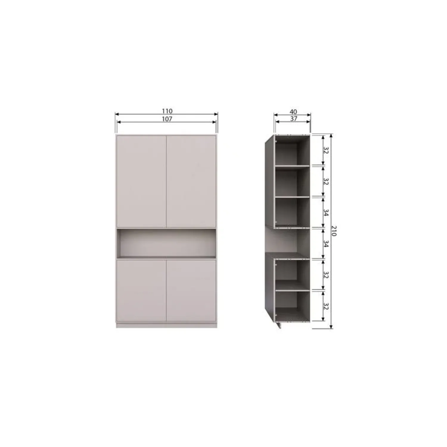 WOOOD Wandkasten|Industriele Kasten|Finca Wandkast grenen grijs 110cm