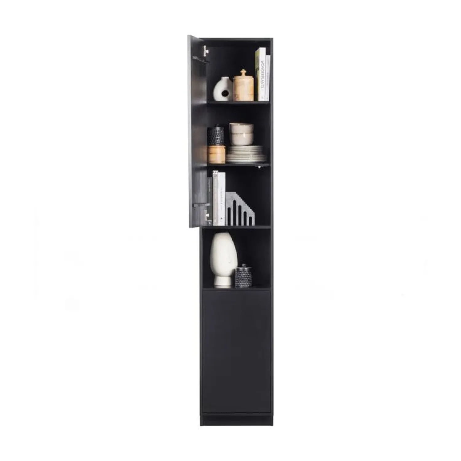 WOOOD Wandkasten|Industriele Kasten|Finca Wandkast smal grenen zwart 40cm