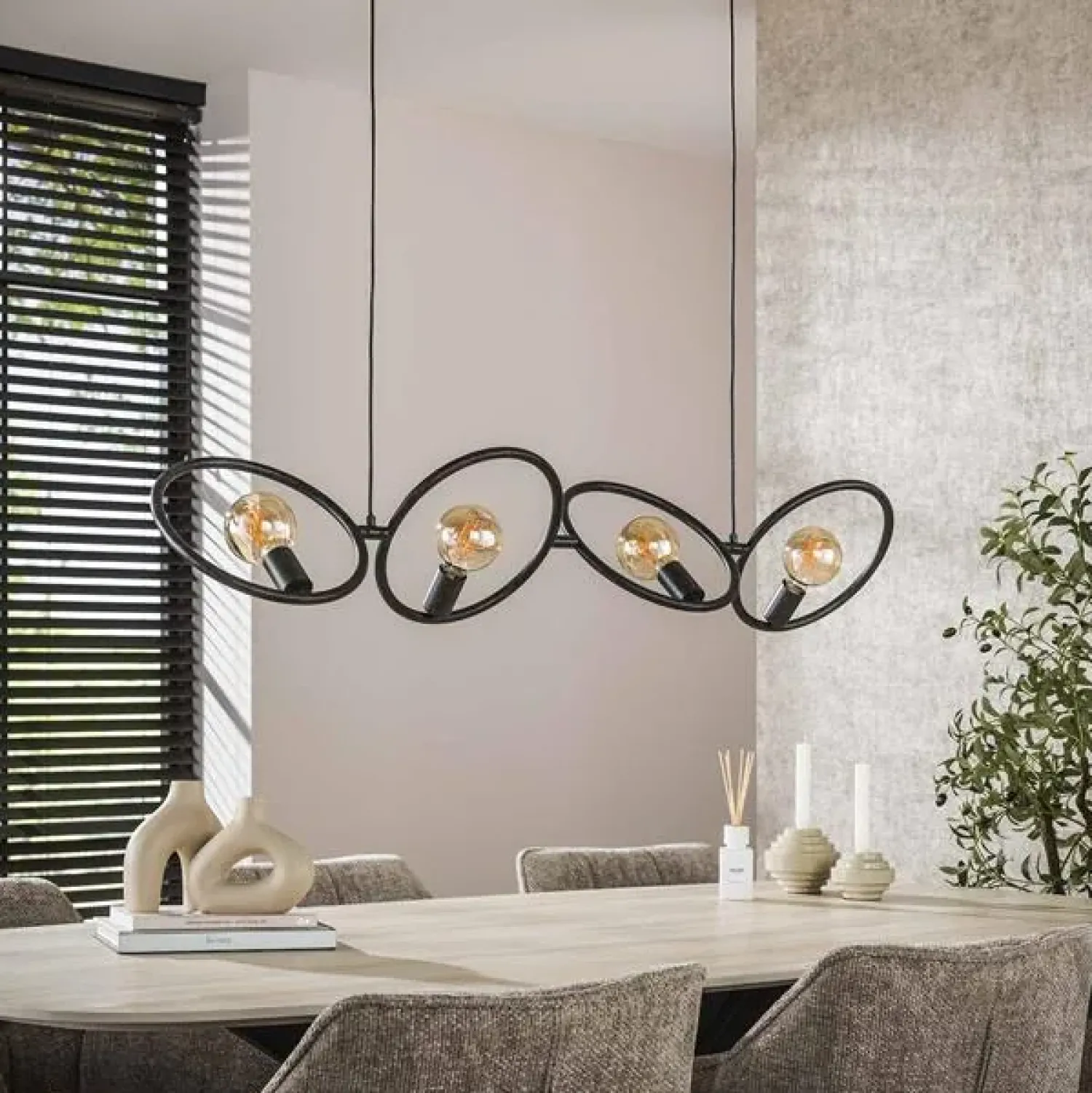 Kalfort Hanglampen|Finn 4-lichts Hanglamp Artic zwart